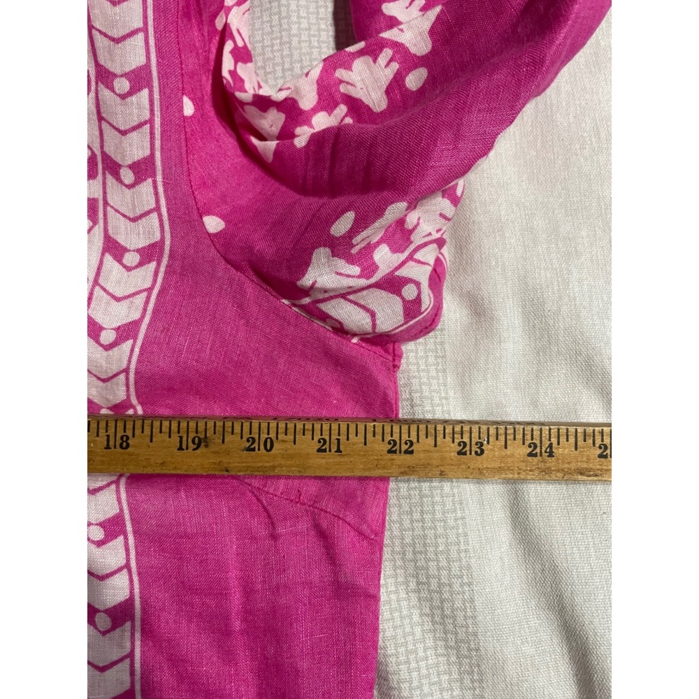 JM Collection top Large 100% linen pink Rhinestone embellish Boho Peasant Hippie - Picture 6 of 7